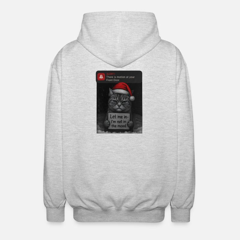Chat Noël avec des chats drôles - Veste à capuche unisexe - gris clair chiné