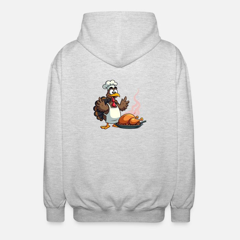 Cuisinier de dinde de Thanksgiving - Veste à capuche unisexe - gris clair chiné