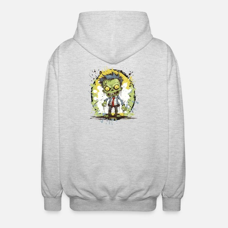Éclaboussures de bande dessinée de zombie - Veste à capuche unisexe - gris clair chiné