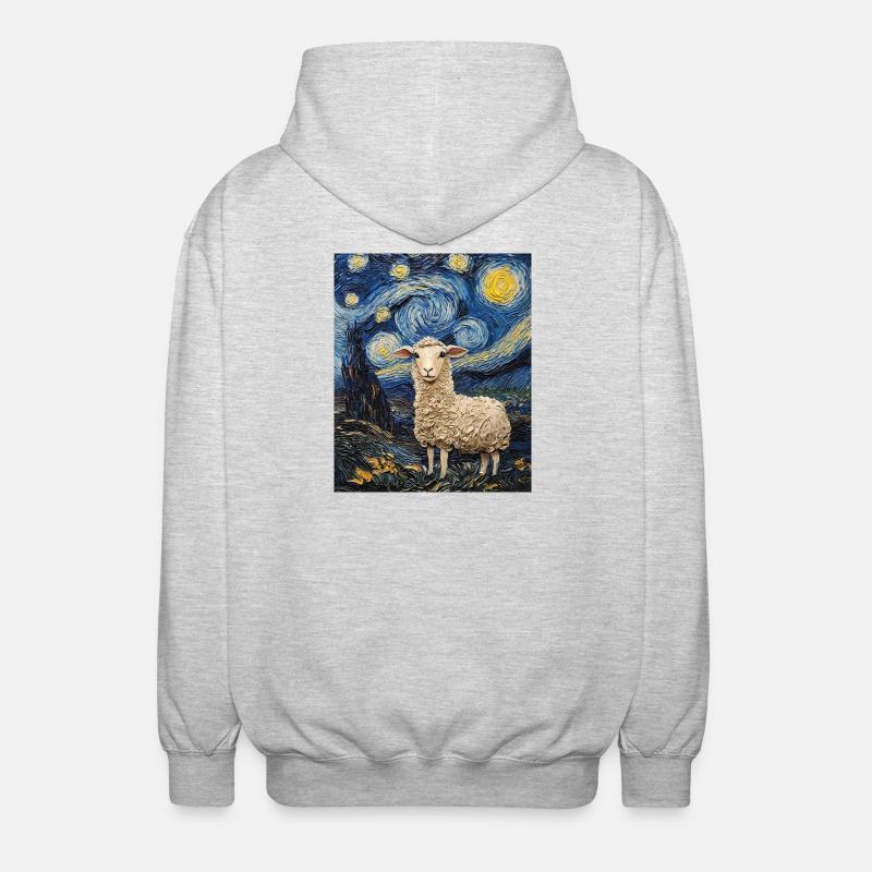Mouton style Van Gogh Nuit étoilée - Veste à capuche unisexe - gris clair chiné