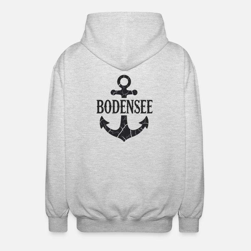 Anker Bodensee Urlaub Schiff - Unisex Kapuzenjacke - Hellgrau meliert