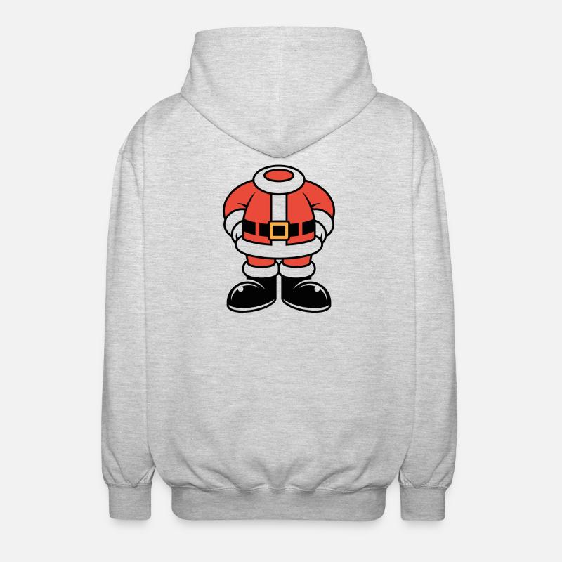Große Santa Silhouette in Rot - Unisex Kapuzenjacke - Hellgrau meliert