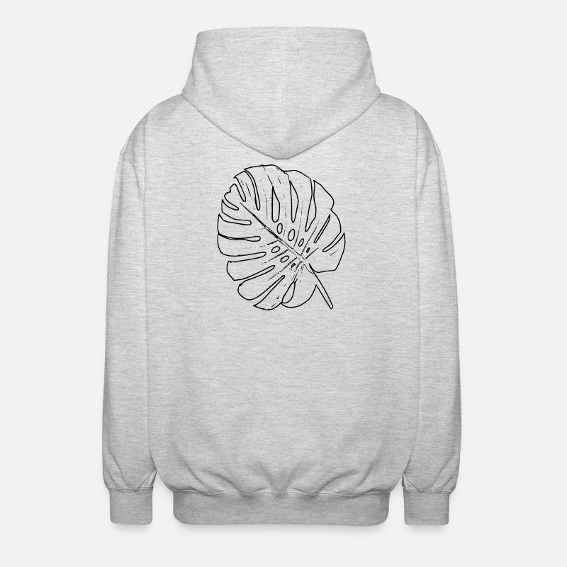 Contour de la feuille de Monstera - Veste à capuche unisexe - gris clair chiné