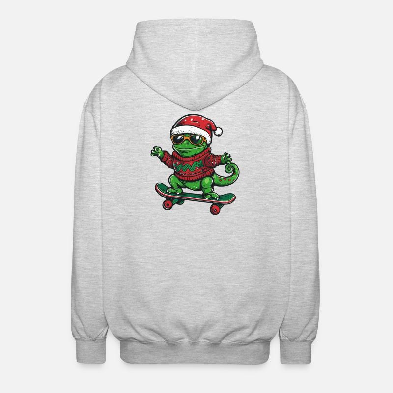 Caméléon Noël drôle - Veste à capuche unisexe - gris clair chiné
