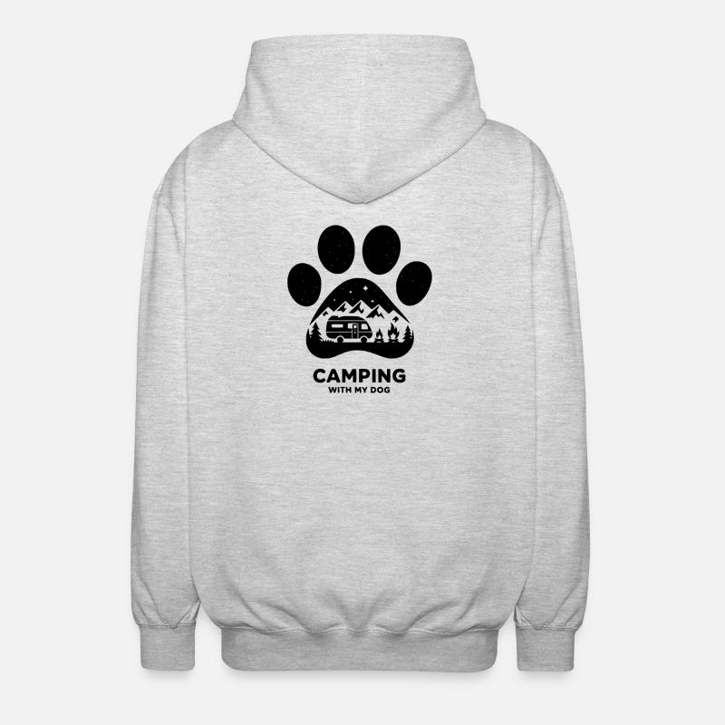 Camping avec mon chien campeur - Veste à capuche unisexe - gris clair chiné