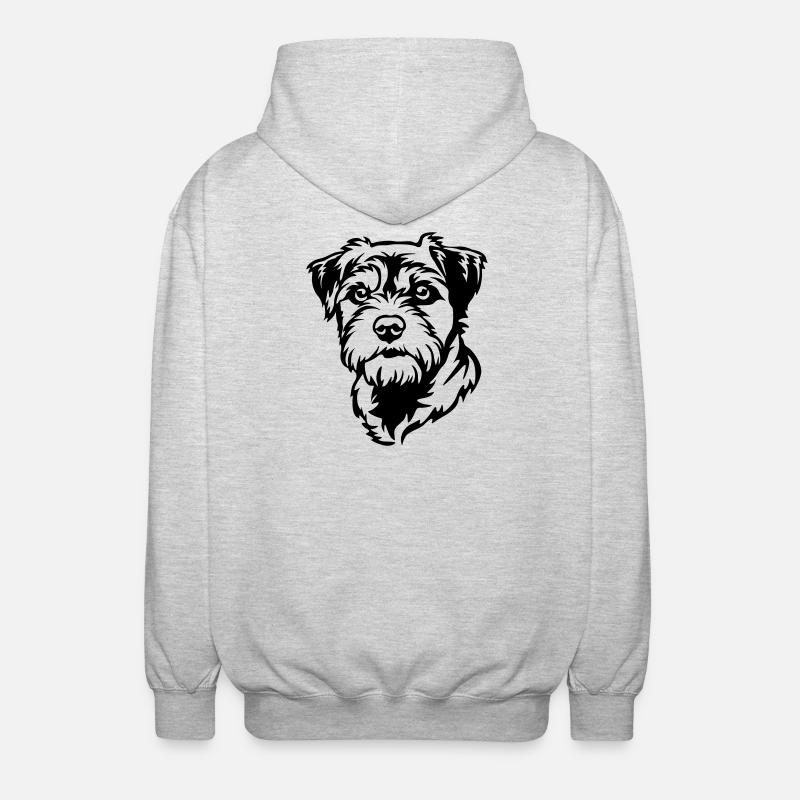 Tête de terrier de la frontière - Veste à capuche unisexe - gris clair chiné