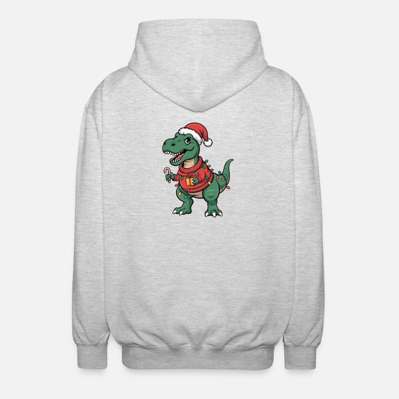 T-Rex de Noël en pull - Veste à capuche unisexe - gris clair chiné