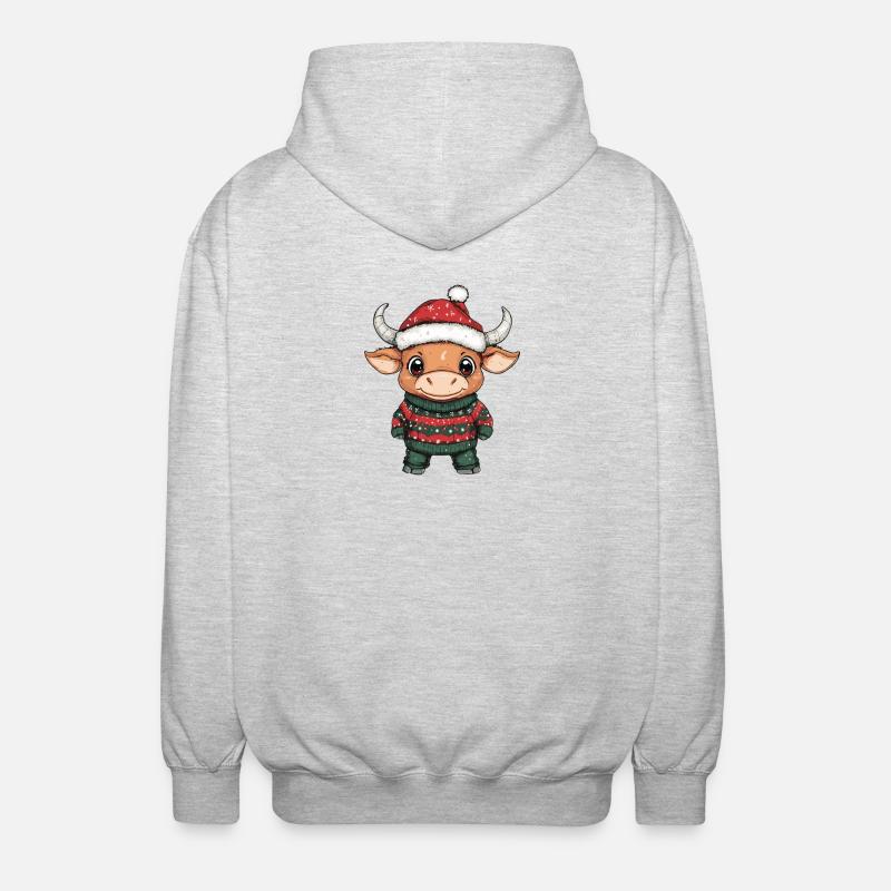 Taureau Noël - Veste à capuche unisexe - gris clair chiné