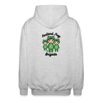 Portland Frosch-Brigade - Unisex Kapuzenjacke - Hellgrau meliert - Hinten - AI Model Male 185 light (185cm)