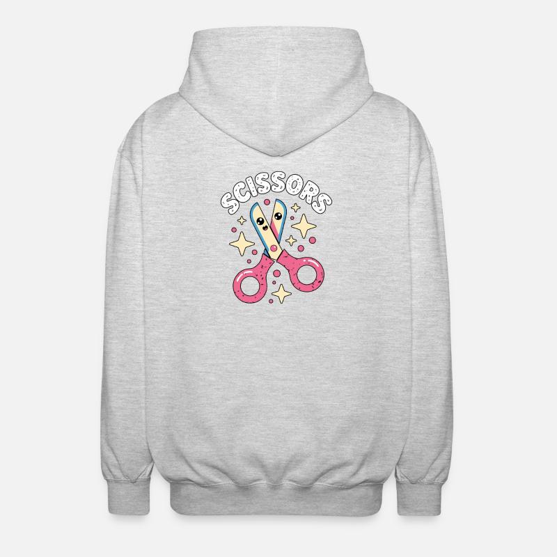Ciseaux Pierre Papier Kawaii Ciseaux - Veste à capuche unisexe - gris clair chiné