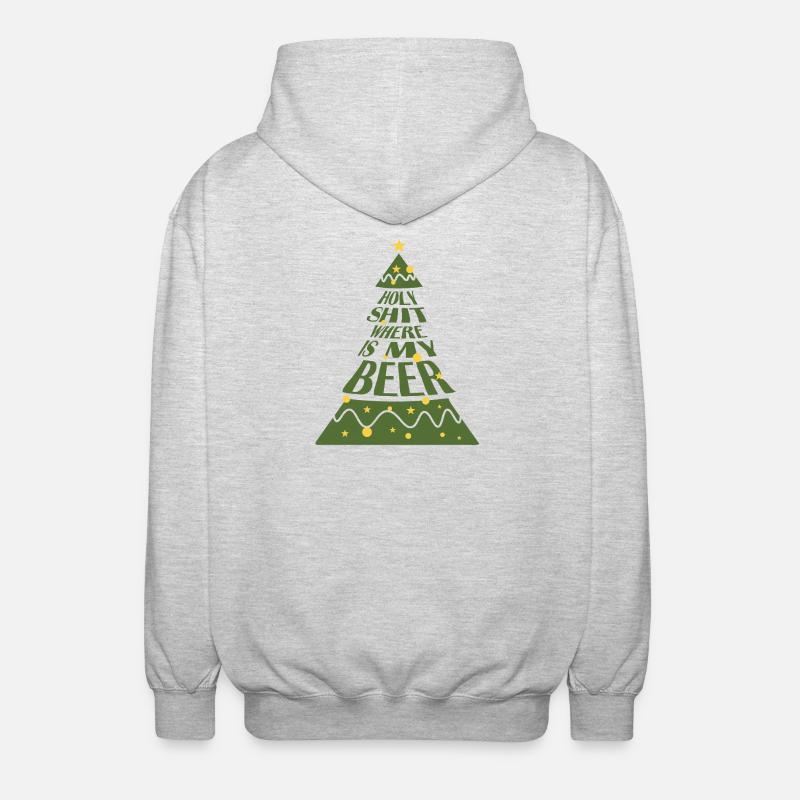 Weihnachtsbaum Spruch Bierquest - Unisex Kapuzenjacke - Hellgrau meliert