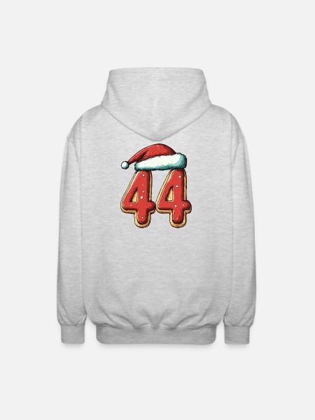 44 Number Biscuit Christmas - Unisex Hooded Jacket - light heather grey