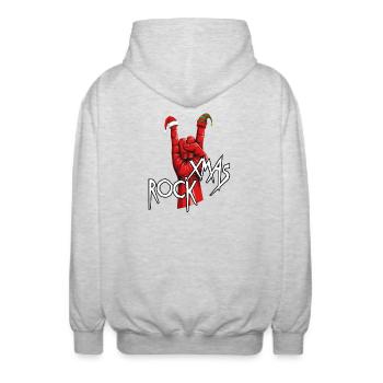 Xmas Rock Hand - Unisex Kapuzenjacke - Hellgrau meliert - Hinten - AI Model Male 185 light (185cm)