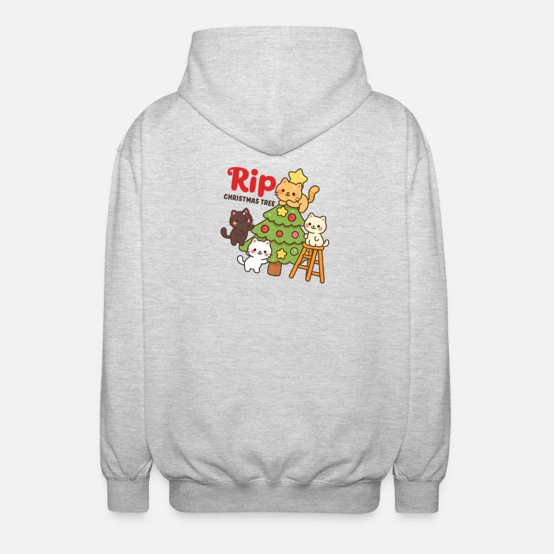 RIP Weihnachtsbaum Katzen, Kätzchen - Unisex Kapuzenjacke - Hellgrau meliert