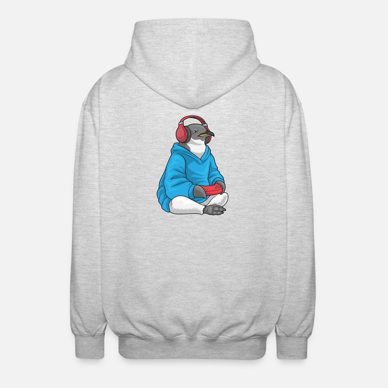 Pinguin Gamer Controller - Unisex Kapuzenjacke - Hellgrau meliert