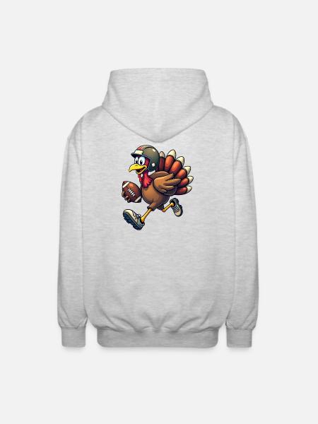 Thanksgiving Football Truthahn - Unisex Kapuzenjacke - Hellgrau meliert