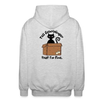 Schroedinger Cat - Cartoon Paradox Box - Unisex Hooded Jacket - light heather grey - Back - AI Model Male 185 light (185cm)