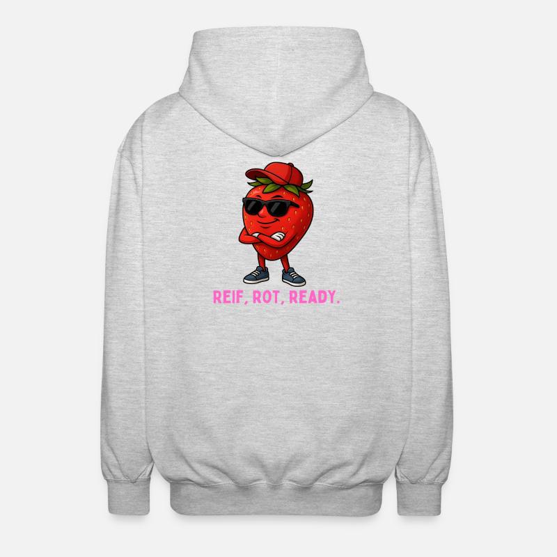 Reif Rot Ready Erdbeere-Maskottchen - Unisex Kapuzenjacke - Hellgrau meliert