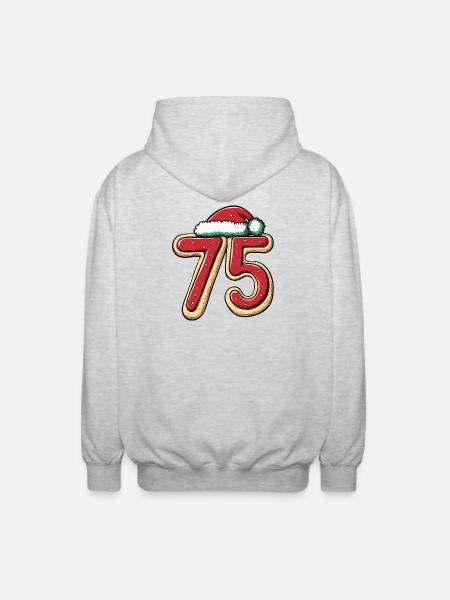 75 Number Biscuit Christmas - Unisex Hooded Jacket - light heather grey