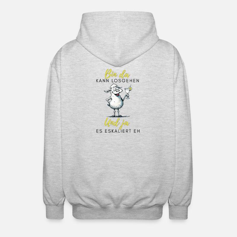 Bin da Und ja Partyschaf - Unisex Kapuzenjacke - Hellgrau meliert