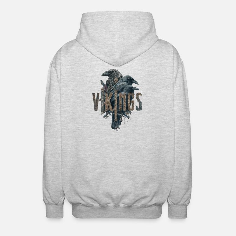 Odin-Corbeaux-Vikings-Épée-Edda - Veste à capuche unisexe - gris clair chiné