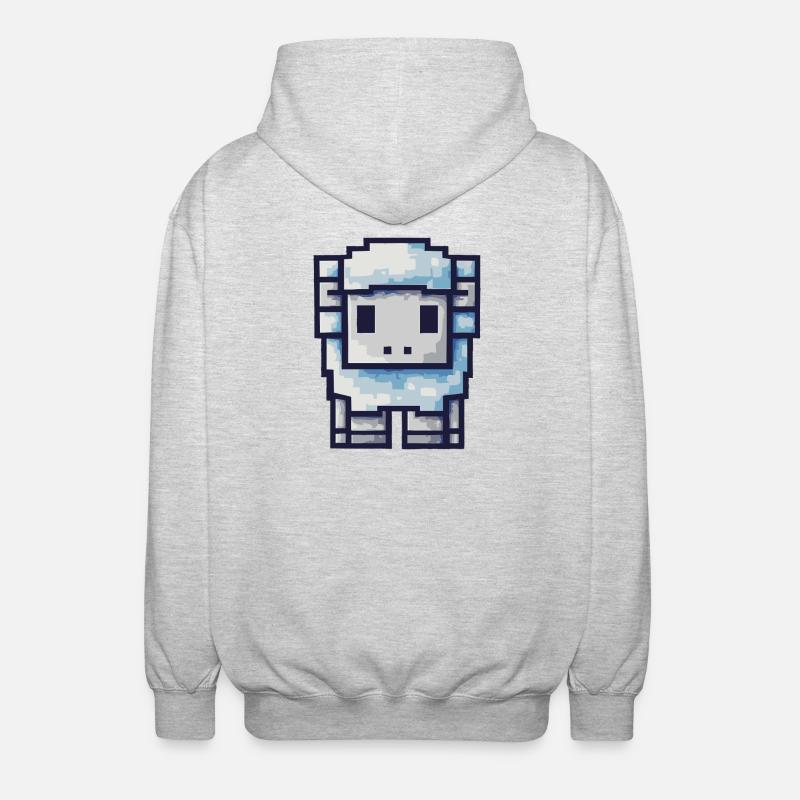 Pixel Sheep - Design rétro mignon - Veste à capuche unisexe - gris clair chiné