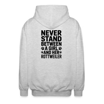 Rottweiler Spruch Mädchen Fun Rottweiler Geschenk - Unisex Kapuzenjacke - Hellgrau meliert - Hinten - AI Model Male 185 light (185cm)