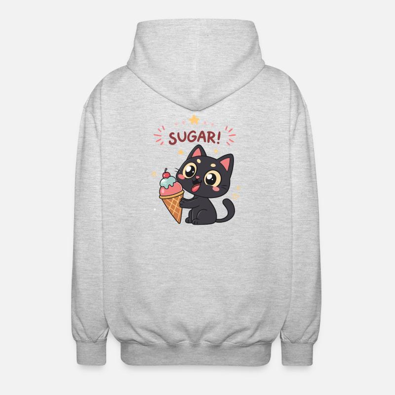 Chat gourmand et crème glacée SUGAR - Veste à capuche unisexe - gris clair chiné