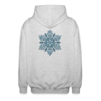 Schneeflocke | Berg | Skifahren | Snowboarden - Unisex Kapuzenjacke - Hellgrau meliert - Hinten - AI Model Male 185 light (185cm)