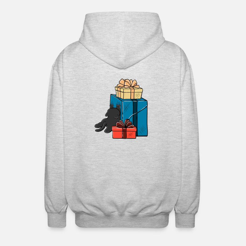 Geschenkchaos Katze - Unisex Kapuzenjacke - Hellgrau meliert