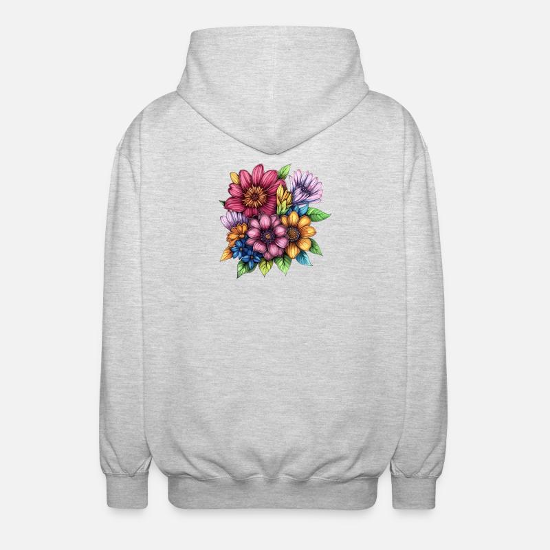 Blütenwirbel Farbexplosion - Unisex Kapuzenjacke - Hellgrau meliert