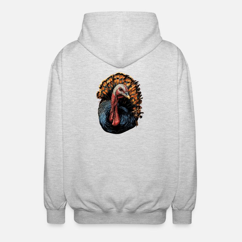 Dinde Poules Oiseaux Dinde - Veste à capuche unisexe - gris clair chiné
