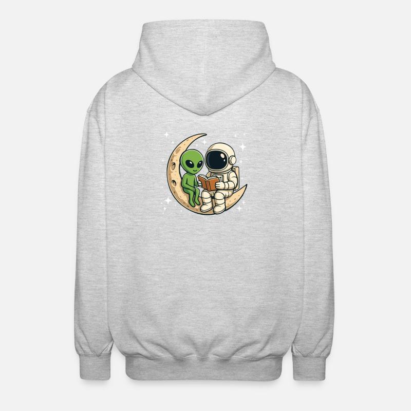 Astronaut Alien Space Book Lover lesen - Unisex Kapuzenjacke - Hellgrau meliert