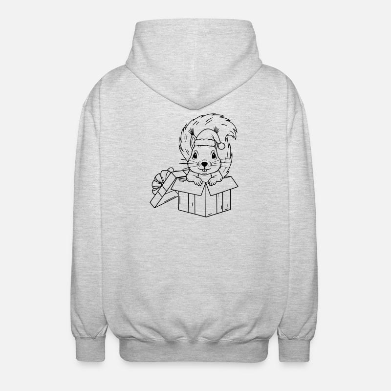 Süßes Weihnachts-Eichhörnchen in Geschenkbox - Unisex Kapuzenjacke - Hellgrau meliert