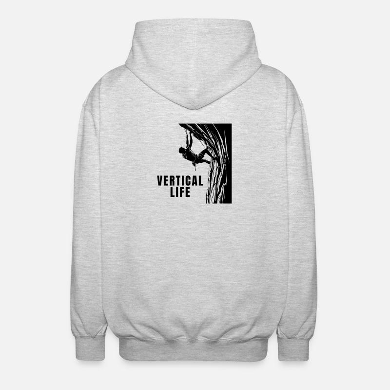 Vertical Life Climber Steep Wall Design - Unisex Hooded Jacket - light heather grey