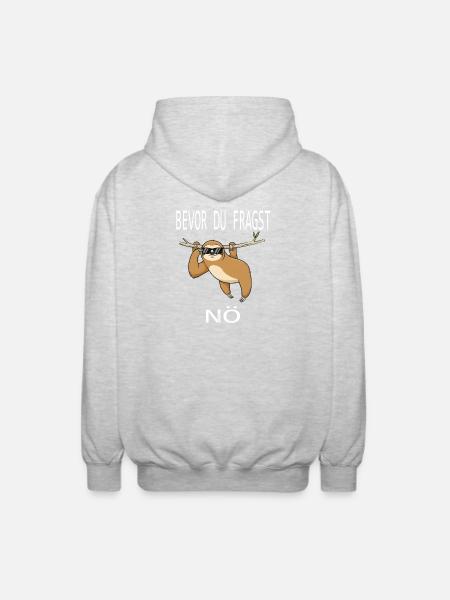 Before You Ask Nope Sloth Saying Gift Humor - Unisex Hooded Jacket - light heather grey