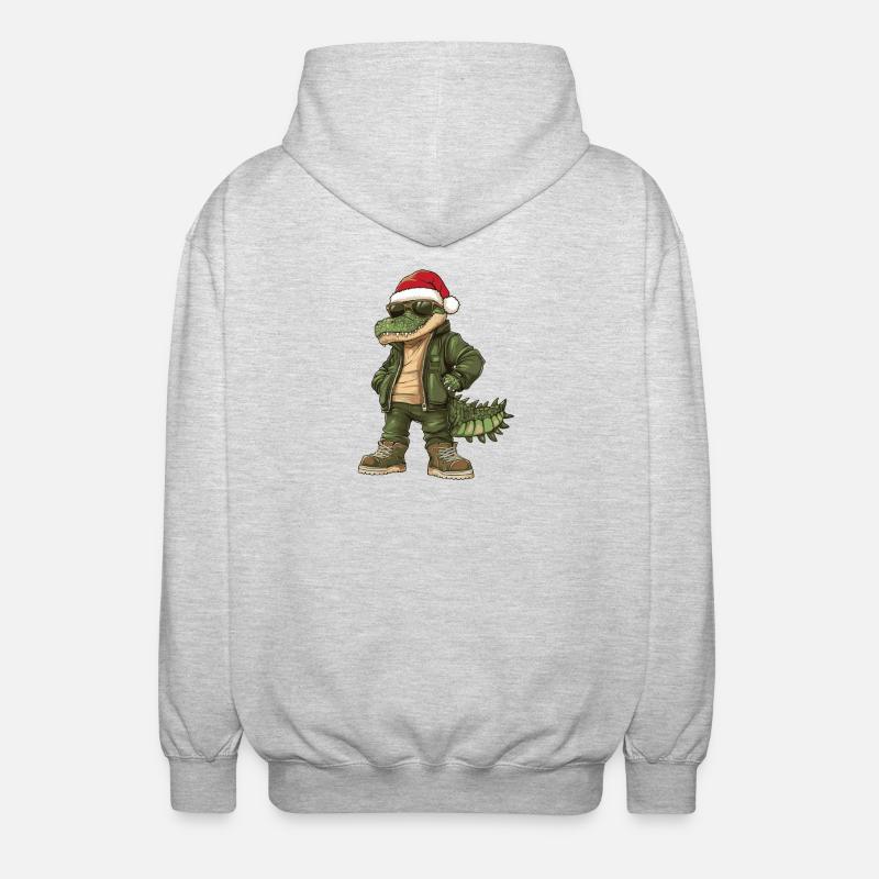 Alligatorjul Vinter - Unisex hættejakke. - lysegrå meleret