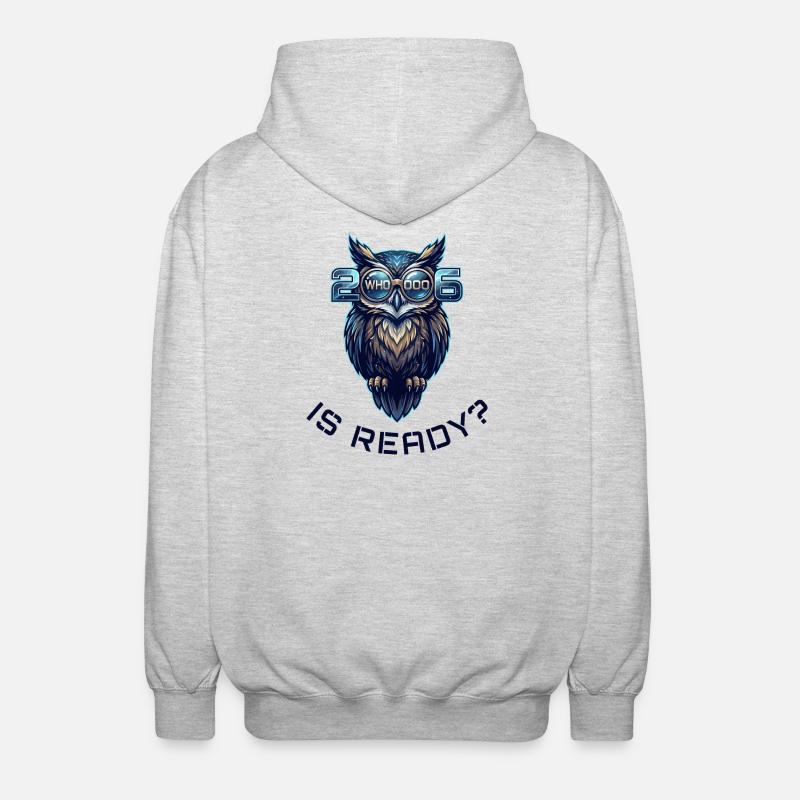 2026 Whooo Is Ready Eule - Unisex Kapuzenjacke - Hellgrau meliert