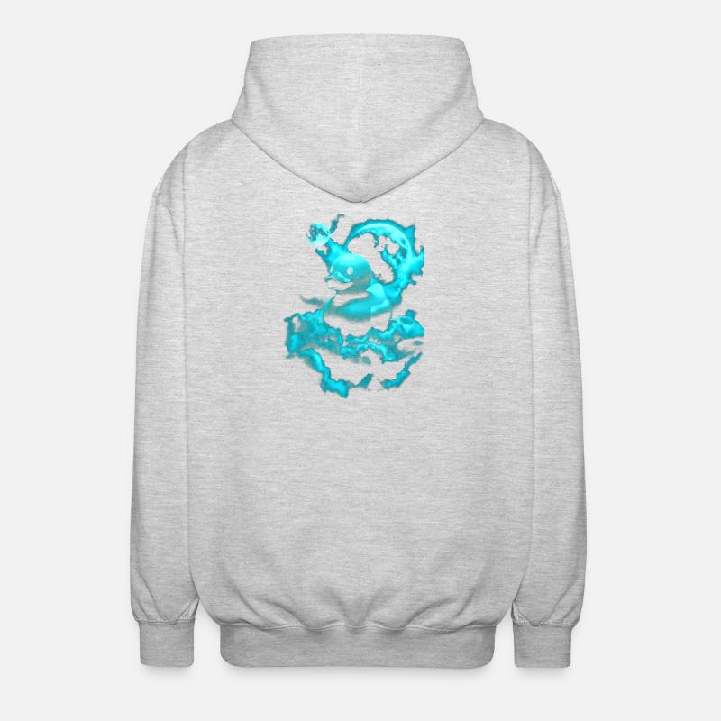 Neon room duck over blue cloud - Unisex Hooded Jacket - light heather grey