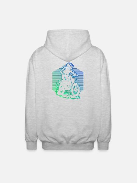 Characterful motocross design - Unisex Hooded Jacket - light heather grey