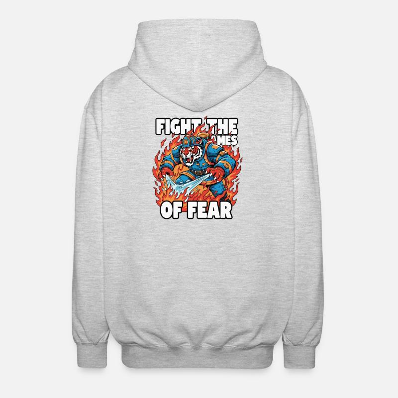 FireTiger combattant la peur - Veste à capuche unisexe - gris clair chiné