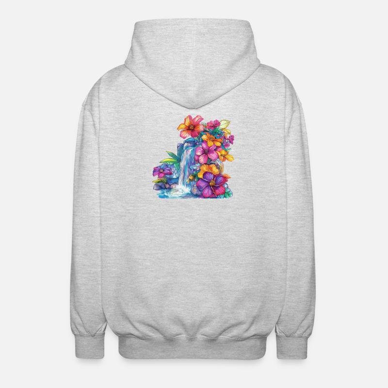 Cascade de fleurs à la cascade - Veste à capuche unisexe - gris clair chiné