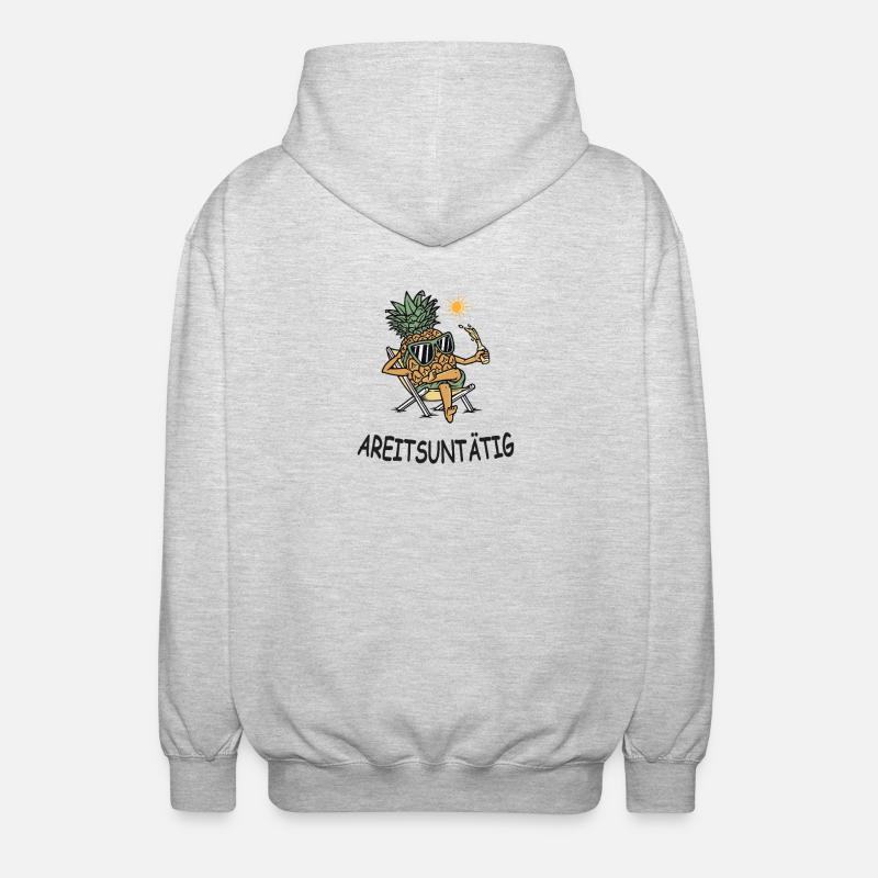 Arbeitsuntätig – Lustige Ananas im Urlaubsmodus - Unisex Kapuzenjacke - Hellgrau meliert