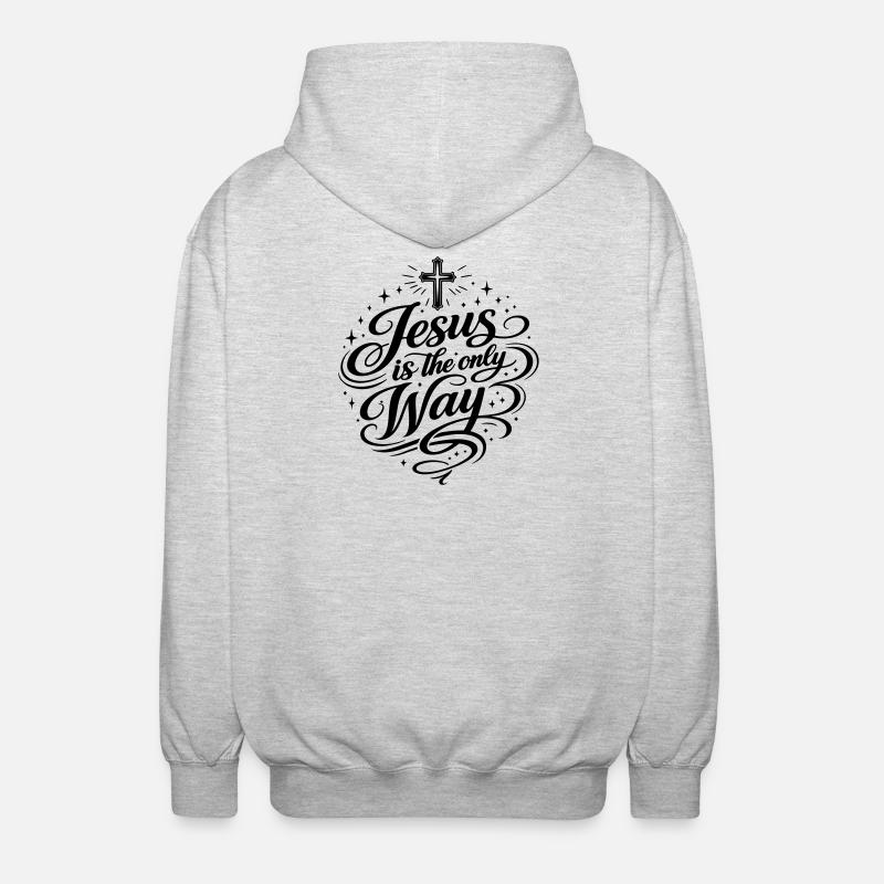 Jésus est la seule voie - Veste à capuche unisexe - gris clair chiné