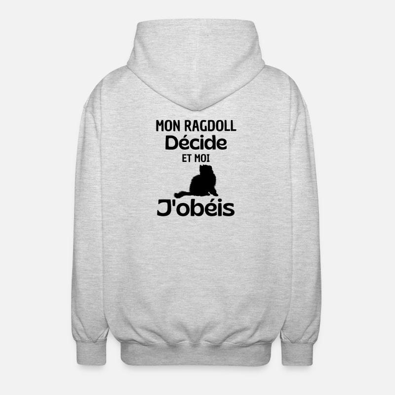 Chat mignon Ragdoll  - Veste à capuche unisexe - gris clair chiné