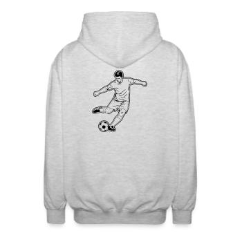 Fußball Spieler Schuss Torjäger Vektor - Unisex Kapuzenjacke - Hellgrau meliert - Hinten - AI Model Male 185 light (185cm)
