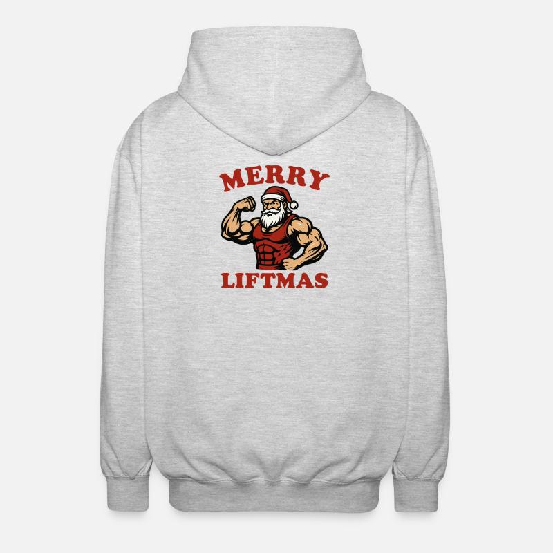 Joyeux Noël, Joyeux Père Noël, Où - Veste à capuche unisexe - gris clair chiné