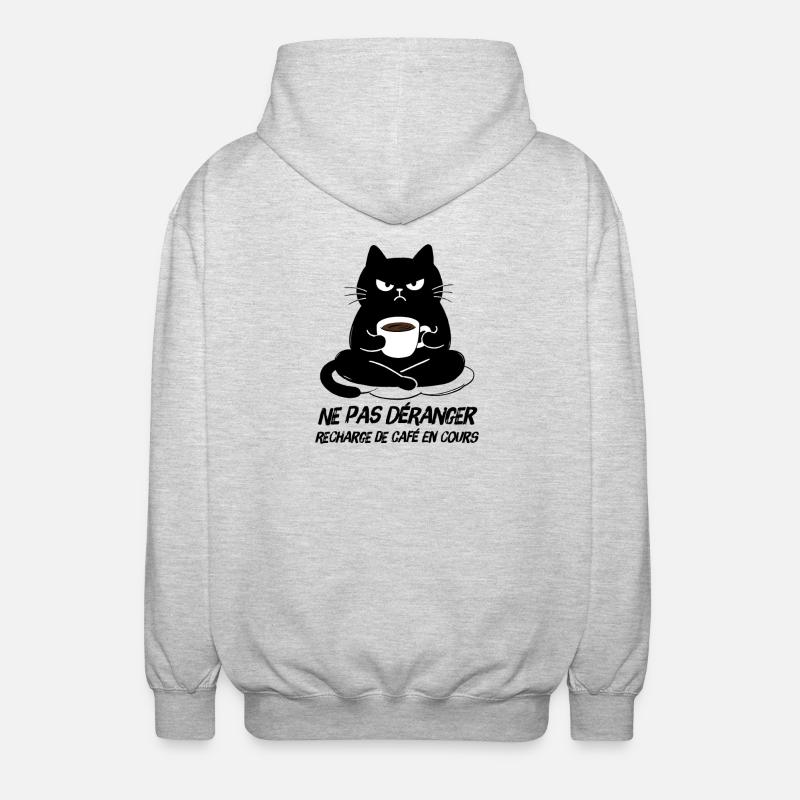 Black Cat Coffee Refill in Progress - Unisex Hooded Jacket - light heather grey
