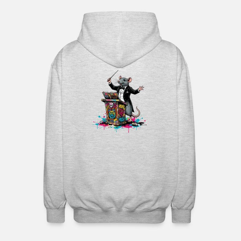 Dirigent | Graffiti-Ratten-DJ Gala - Unisex Kapuzenjacke - Hellgrau meliert