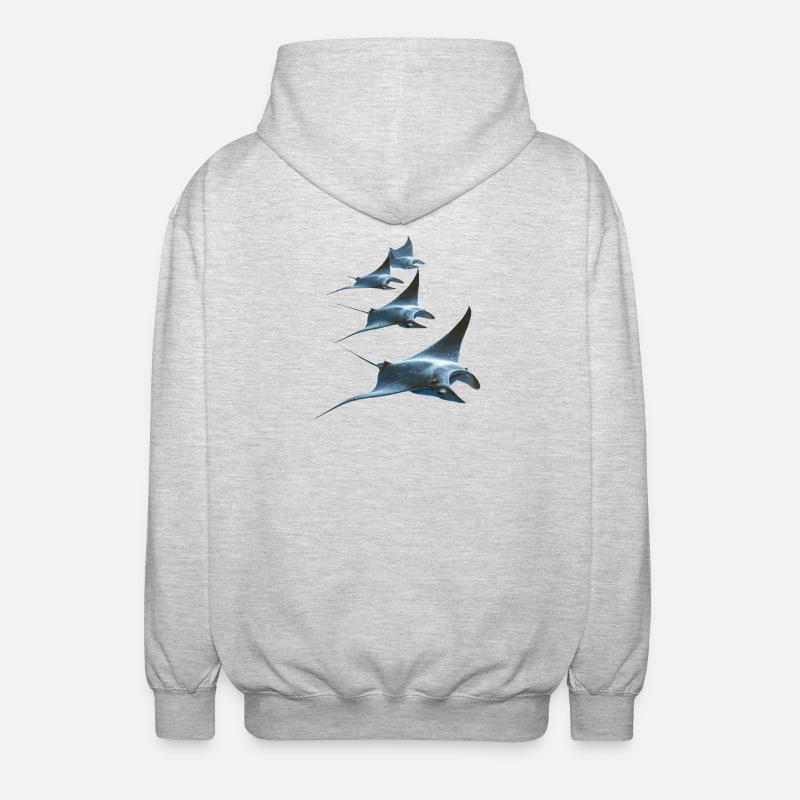 Manta Ray, Devil Ray, Stingray, Diver - Unisex Hooded Jacket - light heather grey